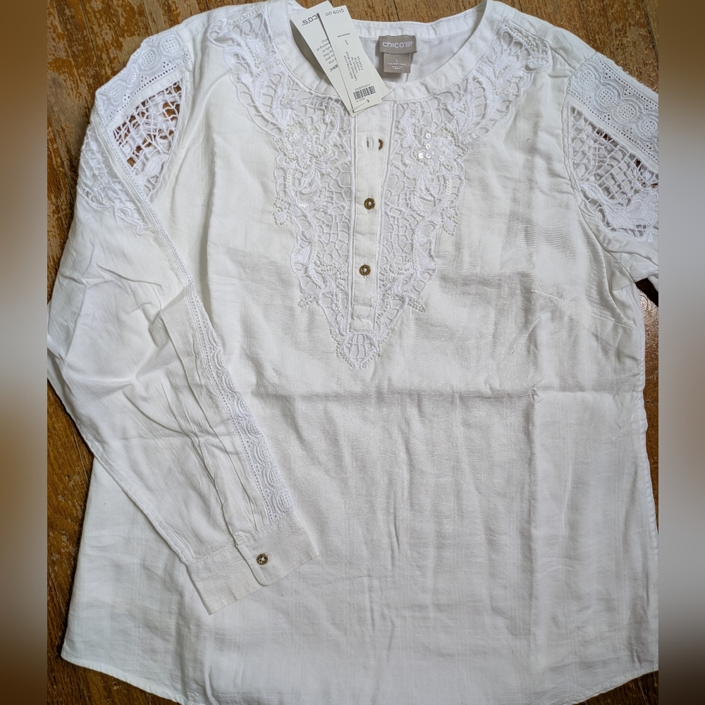 White Lace Detail Blouse